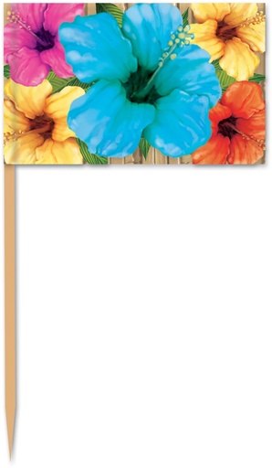[60095] Hibiscus Cocktail Picks, 6.5cm