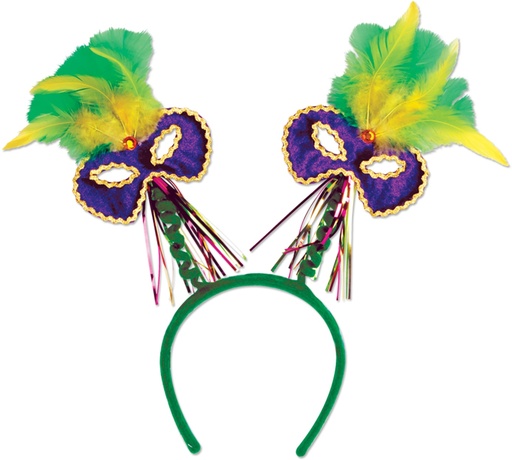 [60781] Mardi Gras Mask with Feather Boppers