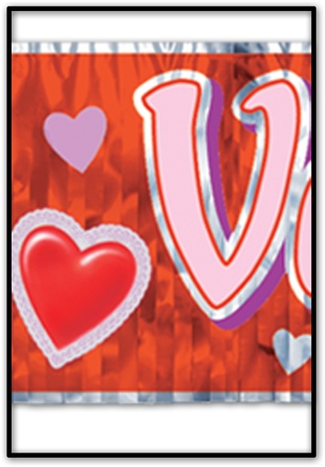 [70880] Happy Valentine's Day Fringe Banner, 1.5m