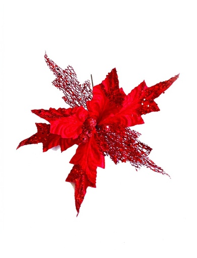 [DZ001-R] Artificial Poinsettia Pick, 28cm