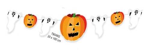 [FD79048G] Ghost And Pumpkin Streamer, 1.6m