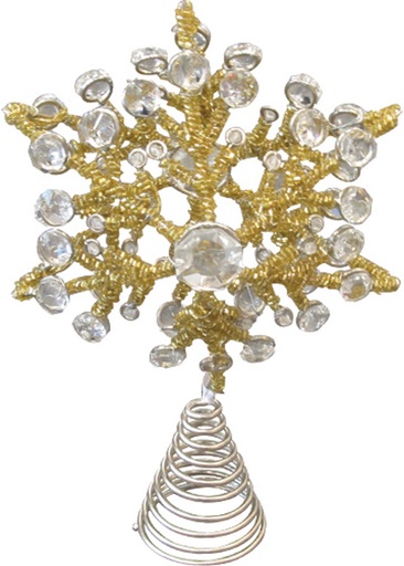 [RF1208-GD] Snowflake Tree Top Beaded Wire, 20cm