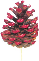 [GL025L-10-R] Glittered Pinecone Pick, 7-8cm