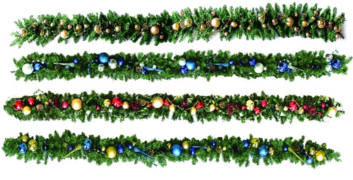 [X2207D42-GDB] Decorated Garland Blue Gold Pinecone, 9' x 10"