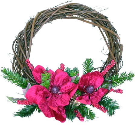 [X2293A-GDR] Rattan Peony Wreath, 35cm