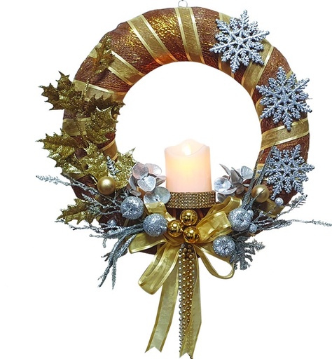 [REF199-GDS] Candle Wreath, 40cm
