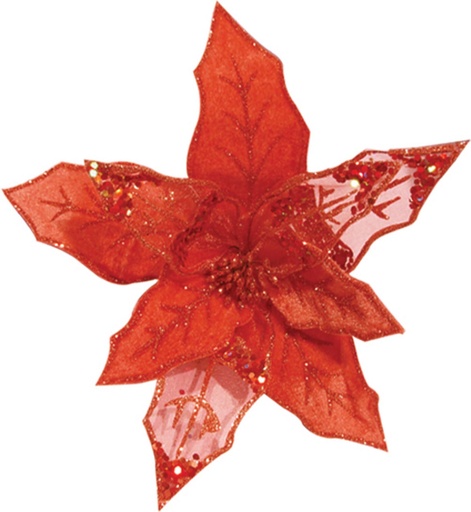 [YI034] Fabric Flower Sequin Poinsettia, 28cm