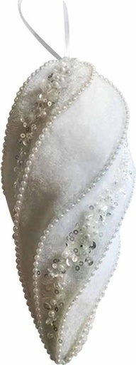 [EY205] Sequin Pearl Spiral Drop, 19cm