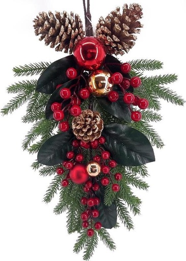 [EY210] Berries & Pinecone Teardrop, 60cm