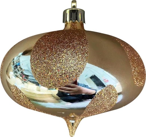 [GT046-GD] Glittered Oval Panel Drop, 15cm