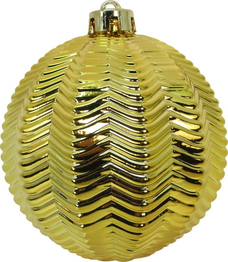 [JN118-GD] Shiny Ridged Bauble, 12cm