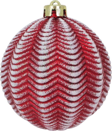 [JN119-R] Matte Ridged Bauble, 12cm