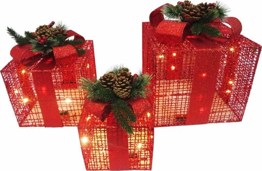 [OM091] Gift Box Pinecone Mesh Set, 15-25cm