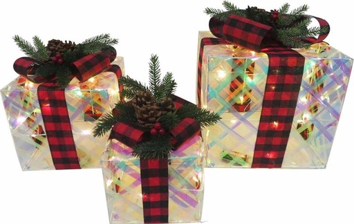 [OM093] Gift Box Plaid Pine Set, 15-25cm
