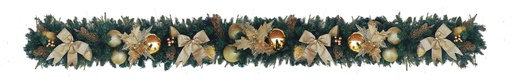 [REF233] Decorated Garland Champagne Poinsettia, 9' x 10"