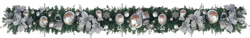 [REF236] Decorated Garland Silver Snowflake, 9' x 10"