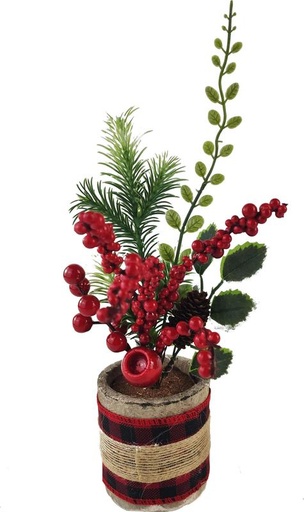 [SA089] Potted Berry Arrangement, 33cm