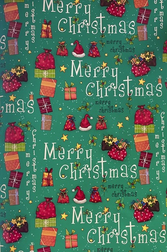 [LI071] Printed Gift Wrap Merry Christmas, 10m