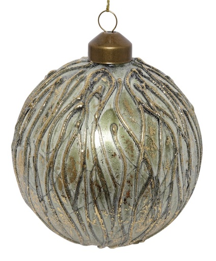 [DS003] Glass Ball, Ribbed Mercury, 10cm