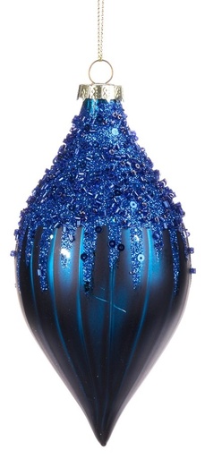 [GW017-B] Sequined Glass Icicle Drip, 12cm