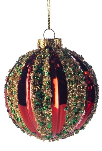 [GW018-A] Sequined Glass Jewelled Ribbed, 8cm
