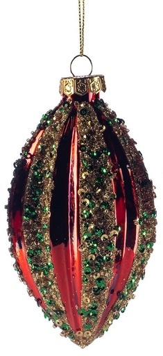 [GW018-B] Sequined Glass Jewelled Ribbed, 12cm