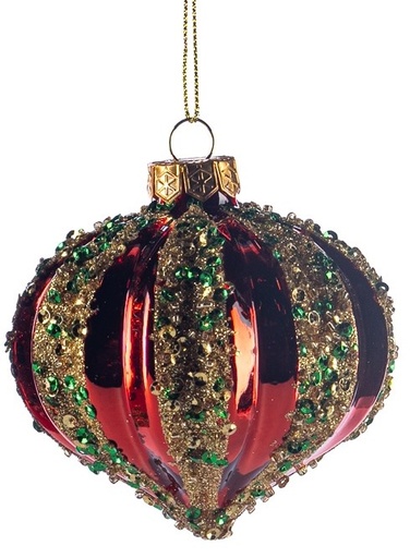 [GW018-C] Sequined Glass Jewelled Ribbed, 6cm