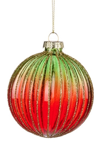 [GW024-A] Ribbed Glass Bauble, 8cm