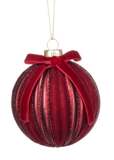 [GW028-A] Ribbed Glass Bauble, 8cm