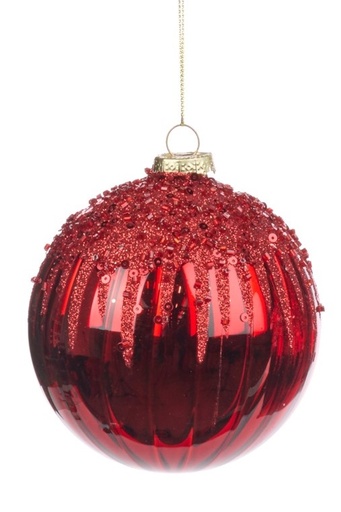 [GW031-A] Sequined Glass Ornament, 10cm