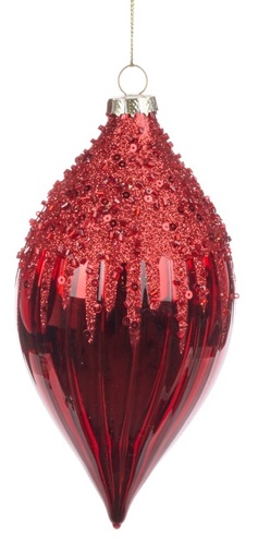[GW031-B] Sequined Glass Ornament, 15cm