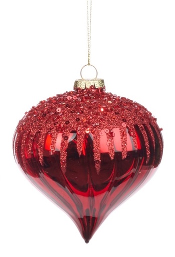 [GW031-C] Sequined Glass Ornament, 7.5cm