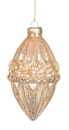 [GW033-B] Sequin Glass Teardrop, 12cm