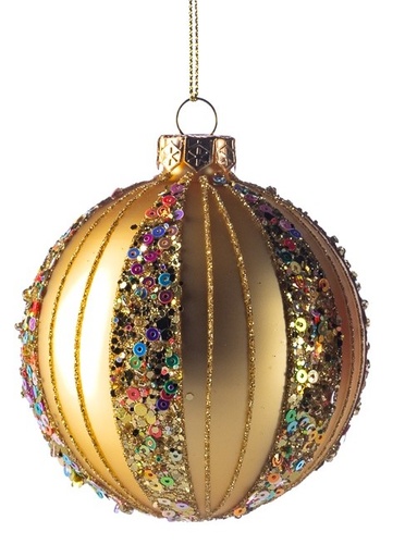 [GW038-A] Sequined Glass Baubles, 8cm