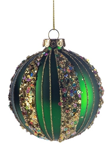 [GW038-C] Sequined Glass Baubles, 8cm