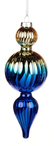 [GW045-B] Ribbed Gradient Glass Finial, 15cm