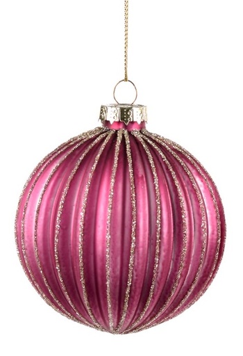 [GW048-A] Ribbed Glass Bauble, 8cm