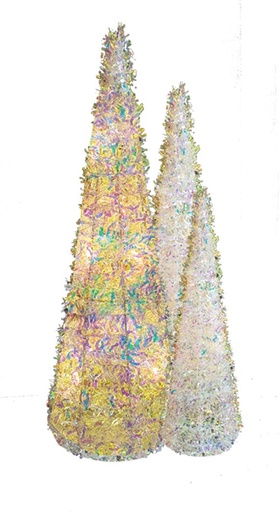 [OM100] Illuminated Tinsel Cone Trees, 40-80cm