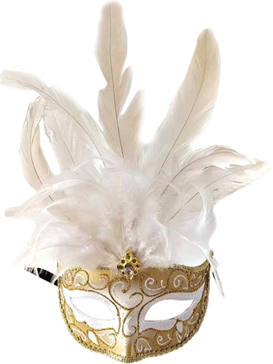 [ML003-GDW] Feather Mask Floral Crest Plume