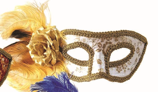 [ML005-W] Feather Mask Rose Accent Plume