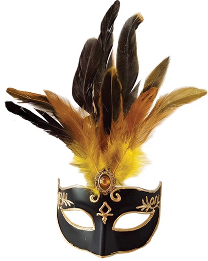[ML008-BK] Feather Mask Amber Crown Plume