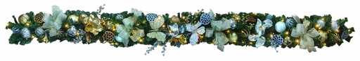 [REF269] Decorated Lighted Garland, 9'
