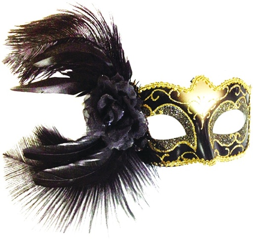 Feather Mask Side Rosette Plume