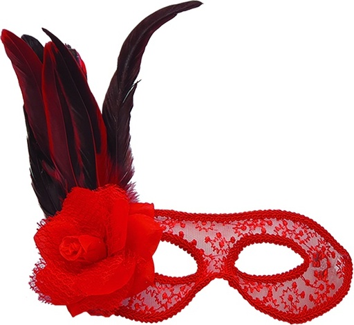 Feather Mask Lace Rosette Plume