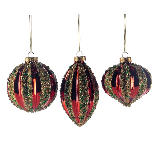 [GW018] Sequined Glass Jewelled Ribbed Set, 8-12cm
