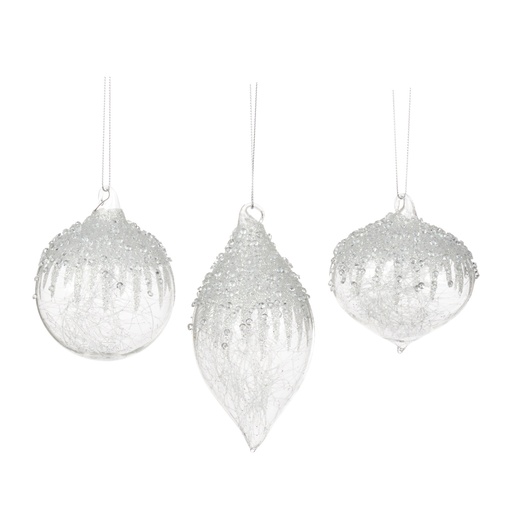 [GW029] Textured Glass Ornament Set, 8-12cm