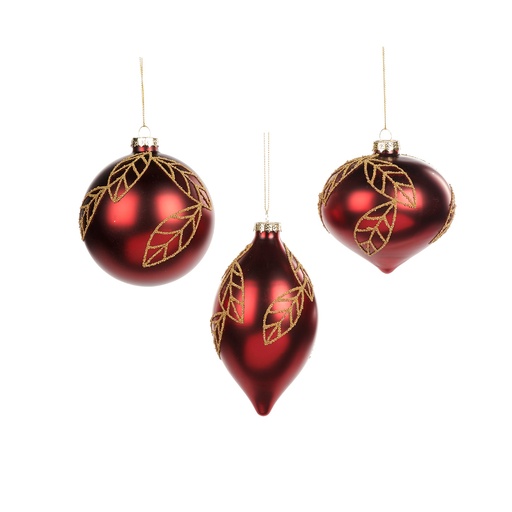 [GW035] Leaf Glass Bauble Set, 10-15cm