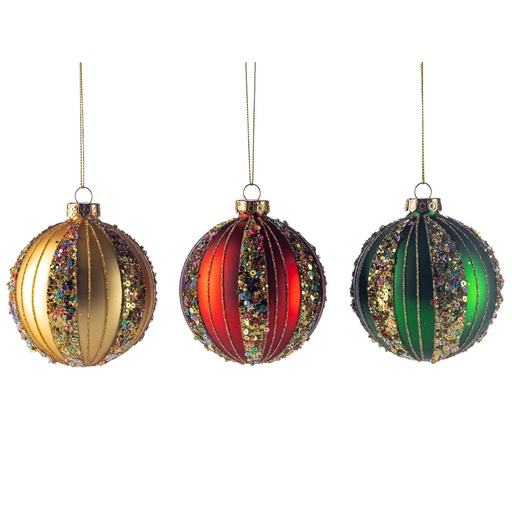 [GW038] Sequined Glass Baubles, 8cm