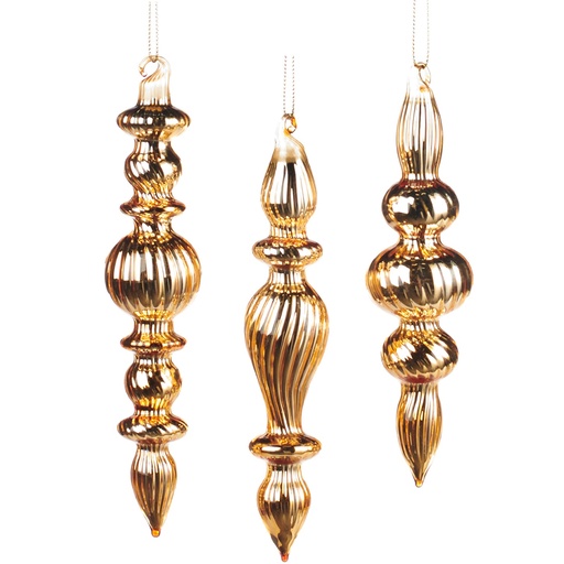 [GW044] Ribbed Glass Finial Set, 16cm
