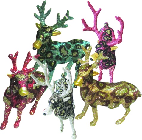 [EY094-R] Glitter Patterned Deer, 17cm